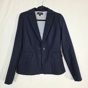 J. Crew Dark Blue Blazer with Striped Interior